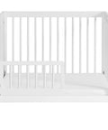 Mini Crib To Toddler Bed Guard Rail Conversion Kit In White, No Fuss Install, fits standard mini cribs, visible side view