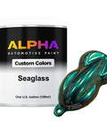 Pro Level Automotive Basecoat Paint Gallon One Twenty Eight Oz Ready To Spray Straight Outta Can With Slow Reducer And Superior Pearl Suspension For Immaculate Shop Work with Seaglass color sample.