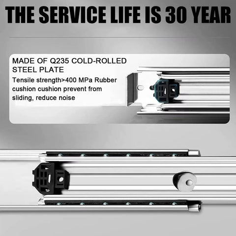 Tough As Nails Heavy Duty 500 Lbs Drawer Slides With Locking Function, Q235 steel, ball bearings, noise reduction system.