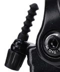 Close-up of Heavy Duty Grip On Two Wheeled Rides With Dual Piston Mechanical Disc Brakes parts and adjustment features.