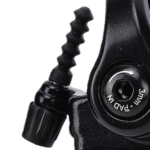 Close-up of Heavy Duty Grip On Two Wheeled Rides With Dual Piston Mechanical Disc Brakes parts and adjustment features.
