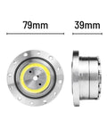 Front and side view of CS 17 II Harmonic Drive Strain Wave Gear Reducer, 79mm diameter, 39mm width, for automation and stepper motors.