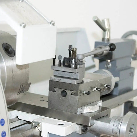 Quick Change Tool Post Holder For Mini Lathe Size Aa Multifix With Ground Gearing installed on a lathe machine