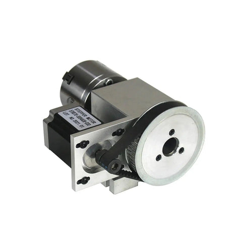 Heavy Duty CNC 4 Axis Tailstock With A Axis Rotary Indexing Head Featuring 65mm Center Height And Nema 23 Stepper Motor view showing motor and gear system.