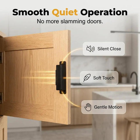 Beefy 30 Lb Pull Heavy Duty Cabinet Magnetic Catch installed on wooden kitchen cabinet door for silent operation