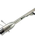 AngyMeck 32-inch stainless steel polished tilt manual steering column with 9-hole wheel adapter; wiring harness visible