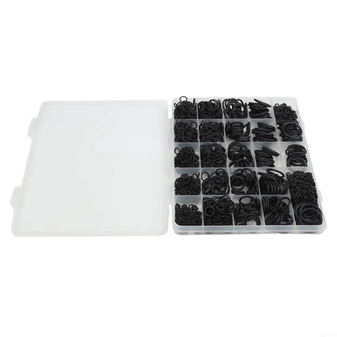 Open box showing assorted 1500 Piece Nitrile O Ring Kit For Auto And Home Use High Temp Sealing Washers 25 Size Assortment