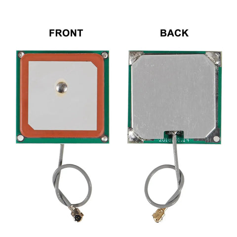 Front and back view of Six Pack GPS Flight Controller Module With Ceramic Antenna For Arduino Projects, 3V-5V Power, TTL RS232 Interface