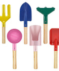 Six Piece Kids Garden Tools Set With Shovel, Rake, Trowel, Scoop, Spoon And Fork - Lightweight, Brightly Colored Beach Sandbox Toys