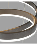 Modern Large Black Aluminum Circle Pendant Light Sleek Ceiling Lamp For Living Room And Kitchen Dining Top Tier White Glow Smooth Loft Fixture, close-up view.