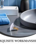 Copper Pop up Bathtub Plug with Bounce Design for Drain Hole placed near a modern sink with blue towels.