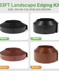 Durable Plastic Landscape Edging Kit No Fuss Easy Install 2 Inch Tall 33 Ft Border With 30 Spikes For Garden Flower Beds And Lawn Flexible PE And PP Edging That Won’t Break Bend Or Fade In Any Weather in black and brown rolls