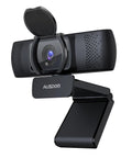 Straight Up Crisp 1080P Full HD Webcam With Dual Echo Busting Mics And 90 Degree Wide Angle View Plug And Play USB Camera, black design with slide-away cover