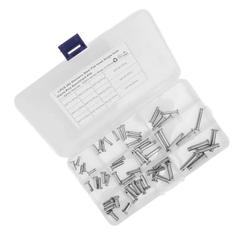 T Shape Stainless Steel Clevis Pins Set In 12 Sizes With Single Hole Flat Head M3 M4 M5 Assortment Kit in storage box