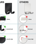 Comparison chart of Razor Holder And 304 Stainless Shower Hooks Set Heavy Duty Adhesive Wall Mounts, matte black vs. silver.