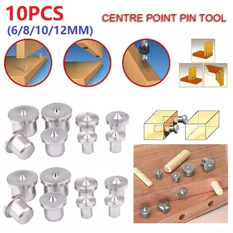 Wood Dowel Marker Pins Set 10 Pc Steel Dowel Center Points For 6mm 8mm 10mm 12mm Holes shown with usage examples