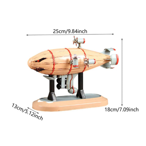 Airship Model Iron Collectible Statue With Stand Diecast Ornament For Home Decor Realistic Airship Replica Yellow Finish Small S