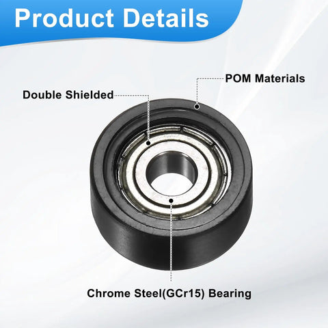 Top Shelf Four Pack Double Shielded POM Roller Bearing Guides featuring heavy duty nylon material with chrome steel bearing.