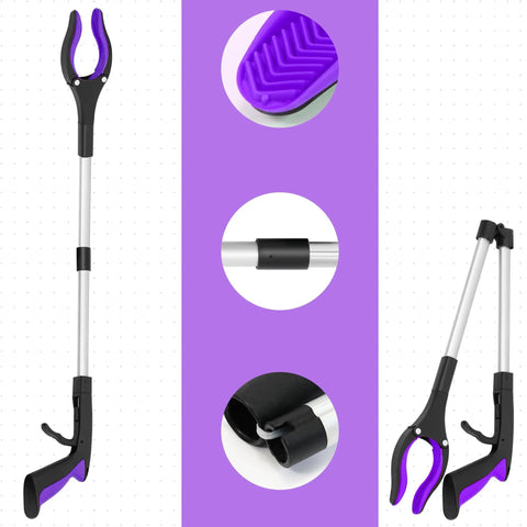 32 Inch Reacher Grabber Tool With Magnetic Swivel Head, Heavy Duty Pick Up Stick For Seniors And Quick Trash Cleanup, Long Reach Helper For Litter, Post Surgery Recovery, Purple Gift Idea
