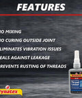 Blue Medium Strength Threadlocker Kit Three Pack 1.69 Oz Bottles Removable With Hand Tools Locks Metal Fasteners Against Vibration