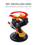 Mini Suction Vise Clamp With 360 Degree Swivel Head Grabs Tight On Smooth Desks for precise angle adjustments.