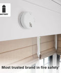 2 In 1 Smoke And Carbon Monoxide Alarm With Battery Power, Precision Detection For Fewer Nuisance Alarms And Early Fire Warning, Safe Home Protection For Any Room Or Hallway, wall-mounted white round detector