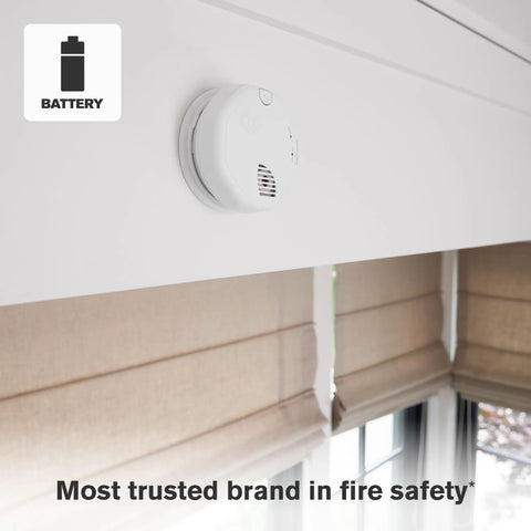 2 In 1 Smoke And Carbon Monoxide Alarm With Battery Power, Precision Detection For Fewer Nuisance Alarms And Early Fire Warning, Safe Home Protection For Any Room Or Hallway, wall-mounted white round detector