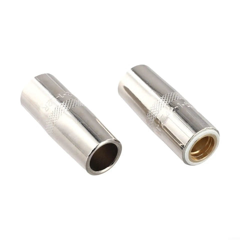 Premium 5-Pack 5/8 Inch Threaded Mig Gas Nozzles For Lincoln Welders 350 Amp Copper Torch Parts Pro Replacement showing metallic nozzles.