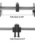 Tough As Nails Self Centering Dowel Jig Kit With Wide Capacity Drill Guide For Zero Guesswork Woodpin Alignment, clamps partially open to 6.8 inches.