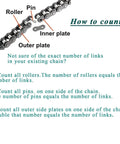 Diagram of Drive Chain 420 32 Link For Coleman CK196 T 196cc Go Kart, showing parts and instructions for counting links.