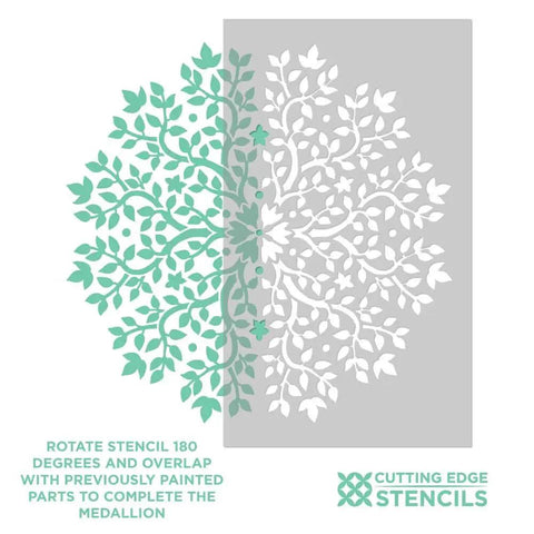 Tree Of Life Mandala Wall Stencil 36 Inch Large Reusable Laser Cut Mylar Template overlay illustration.