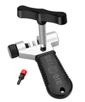All In One Bicycle Chain Removal And Installation Tool With Chain Hook Universal For Single Speed And Five Through Eleven Speed Chains Industrial Steel K5 Body With Replaceable CRV Thimble Durable And Easy To Use black handle