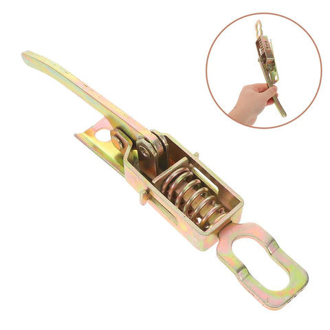 Heavy Duty 2 Piece Spring Loaded Trailer Latch Set With Galvanized Build For Cargo And Dump Trucks, showing spring mechanism in detail.
