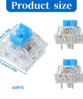 Blue Clicky 3 Pin Mechanical Keyboard Switches Set For Gaming Keyboards, Dustproof 45 Pack, 50gf Actuation, 2.2mm Point, 4mm Travel, Crisp Tactile Feedback, Replacement Keys For Fast Typing And Gaming, 1.8cm size