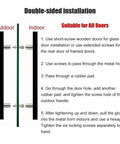 Diagram showing double-sided installation for Double Sided Glass Wood Sliding Door Handle Pull And Push Heavy Duty Aluminum Barn Door Hardware Set Vintage Replacement With 40 60 80 And 120 Cm Lengths For Interior And Exterior Use Rust Resistant.