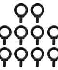 Workhorse M10 Shoulder Lifting Eye Bolts 10 Pack Stainless Steel set of 10 black eye bolts with threaded ends for rigging
