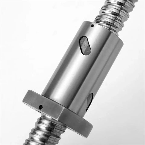 Close-up view of SFU5010 Ballscrew Kit Runs Slick With Precision Ball Nut, showing smooth metal surface and threaded shaft.