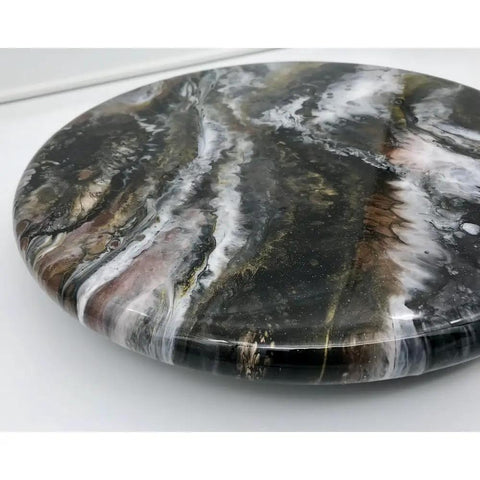 Dope Geode Lazy Susan 15 Inch Serving Tray With Black And Gold Accent featuring geode resin pattern and smooth finish
