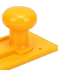 Close-up of Rock Solid ABS Table Saw Push Block Engineered For Clean Safe Feeding With Ergonomic Non Slip Handle top with a round knob.