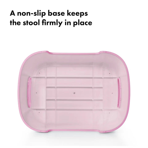Rock Solid Toddler Step Stool With Sure Grip Rubber Base And Light Carry Handles showing non-slip base for stability.