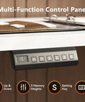 Electric L-Shaped Standing Desk With Monitor Stand And Built In Power Outlets 59 Inch Height Adjustable Sit Stand Desk For Home Office A Real Workhorse Lift Table For Workstation White showing control panel with LED display