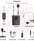UHF Wireless Lavalier Microphone System With 165 Foot Range Rechargeable Transmitter And Receiver One Quarter Inch Output