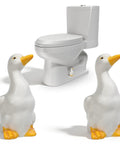 Adorable Ceramic Duck Toilet Bolt Covers Two Pack Decorative Screw Caps With Slick White Finish And Universal Fit adds charm to a bathroom.