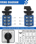 63A Rotary Change Over Switch With Copper Cable Connector 660V Three Position Three Phase Cam Switch 12 Terminals diagram