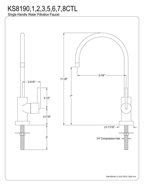 Go-To Matte Black Water Filtration Faucet With Solid Brass Body, 5 7/8 Inch Spout Reach, 11 1/8 Inch Spout Height, 7 Inch Clearance, ADA-Compliant Single Lever Kitchen Tap For Filtered Water