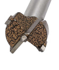 Close-up of Aexit 21mm hinge bore bit with alloy cutting head and steel shank.