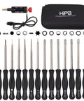 Pack Of Fourteen Carburetor Adjustment Tools And Spark Tester For 2 Cycle Small Engines Compatible With Zama Walbro Stihl Husqvarna Echo Ryobi Poulan Troy Bilt Weedeater Trimmers Chainsaws And Craftsman Easy Spark Gap Reading Essential Maintenance in a black case with tools arranged in a row.