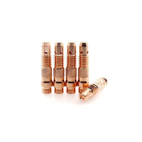 Copper collets from All In One Assorted Collet Body And Collet Kit For TIG Welding Torches, Fits 17 18 26 Series, 30 Piece Consumables Set