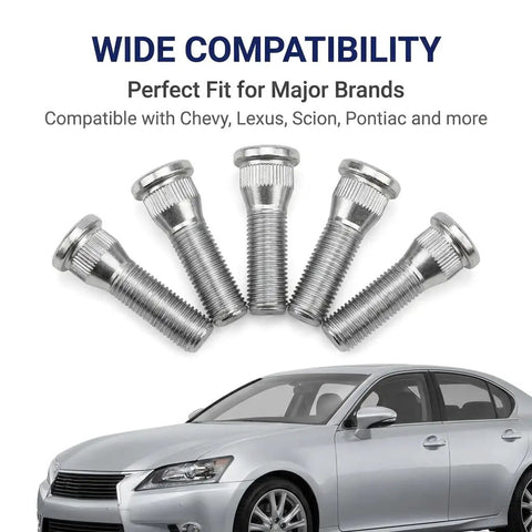 Top Tier 10 Pack M12x1.50x49mm Wheel Studs Heavy Duty Anti Rust Lug Nuts Bolts For Car Hub Replacement Fasteners Silver Oem Style, silver wheel studs