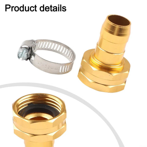 Heavy Duty Aluminum Garden Hose Mender Repair Kit With 3/4 Inch Us Thread Male Female Fitting And Stainless Steel Clamp For Sprayer Leak Fix And End Replacement No Tools Needed Just Twist And Go, brass hose fitting with clamp